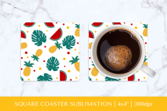 Tropical square coaster sublimation. Summer coaster PNG HS20 Product Image 1