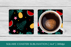 Tropical square coaster sublimation. Summer coaster PNG HS23 Product Image 1
