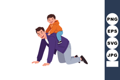 Father and son playing together joyfully in casual clothing Product Image 1