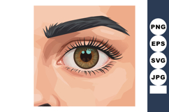 Close up human brown eye vector illustration with eyebrow an Product Image 1