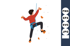 Boy rock climbing indoor sport activity with harness and rop Product Image 1