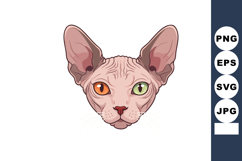 Sphynx cat with heterochromatic eyes detailed vector illustr Product Image 1