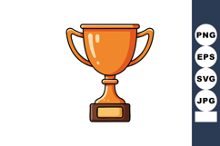 Orange trophy cup award icon with handles and base vector il Product Image 1