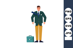 Businessman in green jacket and yellow pants with briefcase Product Image 1