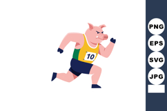 Pig Athlete Running Fast Wearing Number Ten Jersey Vector Il Product Image 1