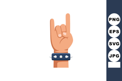 Hand Gesture Rock Sign with Studded Leather Wristband Vector Product Image 1