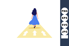 Woman walking forward on arrow path symbolizing direction an Product Image 1