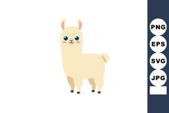 Cute beige llama with blue eyes cartoon style vector illustr Product Image 1