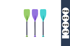 Colorful kayak paddles set with green purple and blue blades Product Image 1