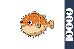 Pufferfish Cartoon Vector Illustration with Orange and Beige Product Image 1