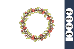 Floral wreath with green leaves and pink flowers vector illu Product Image 1