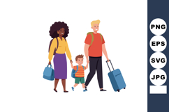 Family walking with luggage and backpacks travel vacation tr Product Image 1