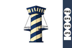 Lighthouse tower with blue and beige stripes vector illustra Product Image 1