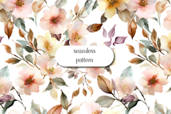 Elegant Beige Peach Floral Seamless Watercolor Pattern Product Image 1