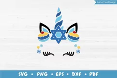 Hanukkah Unicorn Head SVG - Hanukkah T Shirt Design Product Image 1