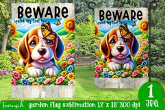 funny BEAGLE Beware spoiled dog Garden Flag Sublimation PNG Product Image 1