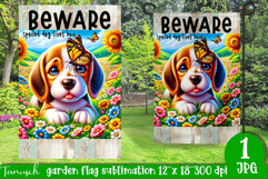 Beware dog Garden Flag Sublimation Product Image 1