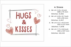 Hugs and kisses embroidery design, Valentine's Day design Product Image 2