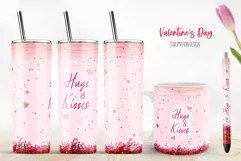 hugs and kisses valentines day sublimation design for tumbler and mug
