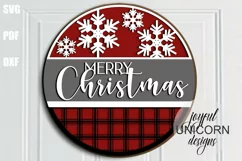 Merry Christmas Round Sign SVG | Snowflake Door Hanger SVG Product Image 1
