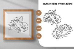 Hummingbird with Blooming Flowers Behind, Sublimation Set Product Image 1