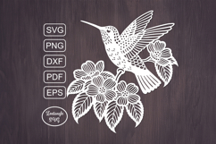 Hummingbird bird papercut, paper cutting template, laser cut Product Image 1