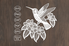 Hummingbird bird papercut, paper cutting template, laser cut Product Image 3