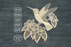 Hummingbird bird papercut, paper cutting template, laser cut Product Image 2