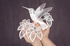 Hummingbird bird papercut, paper cutting template, laser cut Product Image 4