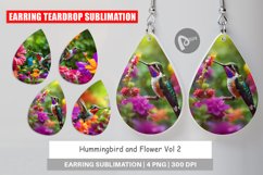 Earring Teardrop Hummingbird and Flower Product Image 1