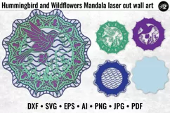Hummingbird and Wildflowers Mandala 3D laser cut wall art Product Image 1
