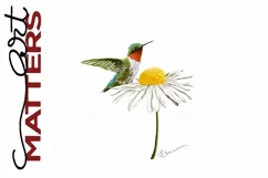 Hummingbird on a Daisy - 300 DPI - Hand Painted Product Image 2
