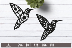 Hummingbird Floral SVG Silhouette Design