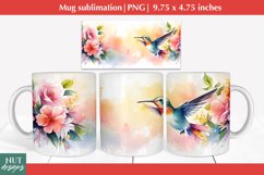 Watercolor Hummingbird mug Spring mug wrap bird sublimation Product Image 1