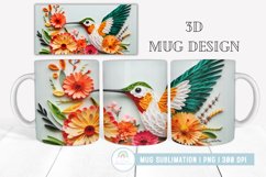 3D Hummingbird Mug Sublimation I Mug Wrap Product Image 1