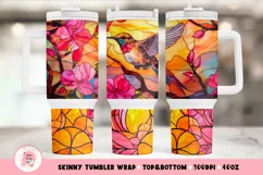Hummingbird Stained Glass Tumbler Wrap, 40 oz tumbler wrap, Hummingbird Tumbler Wrap, Toucan Png