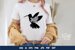 Hummingbird SVG Silhouette Cut File Design with Flowers for Cricut and Silhouette Cutting Machines