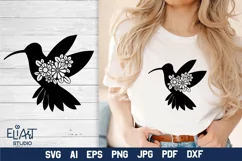 Hummingbird SVG Silhouette Cut File Design with Flowers for Cricut and Silhouette Cutting Machines