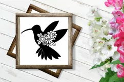 Hummingbird SVG Silhouette Cut File Design with Flowers for Cricut and Silhouette Cutting Machines