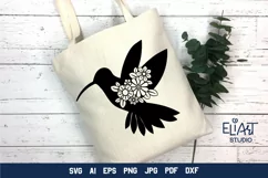 Hummingbird SVG Silhouette Cut File Design with Flowers for Cricut and Silhouette Cutting Machines