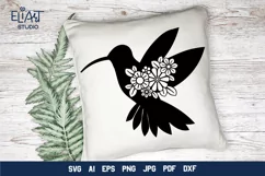 Hummingbird SVG Silhouette Cut File Design with Flowers for Cricut and Silhouette Cutting Machines