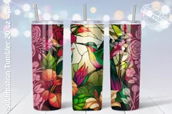 Hummingbird tumbler sublimation design, retro floral tumbler Product Image 1