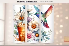 Hummingbird Tumbler Wrap  Coffee Tumbler  Daisy Tumbler