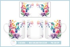 Rainbow Hummingbird Mug Sublimation Design Coffee Mug Wrap Product Image 4