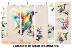 Watercolor Hummingbird Tumbler Wrap Sublimation Bundle Product Image 1