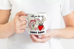 Be My Hunny Bunny Cute Valentine Couple Illustration Product Image 2