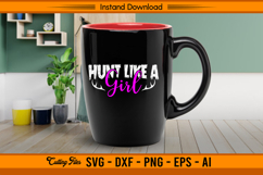 Hunt Like A Girl SVG Feminine Deer Antler Design Product Image 3