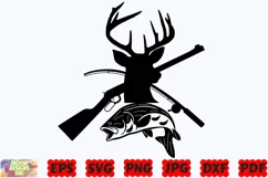 Hunting SVG | Deer Head SVG | Fish SVG | Hunting Cut Files Product Image 1