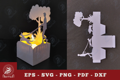 Hunting With Dogs Papercut Lantern SVG Product Image 1