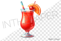 Vibrant red Hurricane tropical cocktail glass PNG Clipart Product Image 1